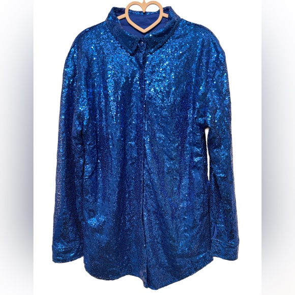 Source Unknown Tops - SEQUIN ROYAL BLUE TOP NWOT